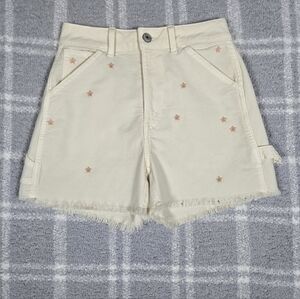 American Eagle Outfitters NWT Cream Stretch Jean Shorts Star Embroidery Size 000